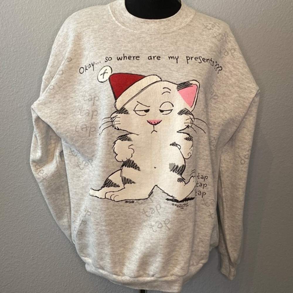 Vintage RARE Guy Gilchrist Cat Christmas Sweatshirt‎